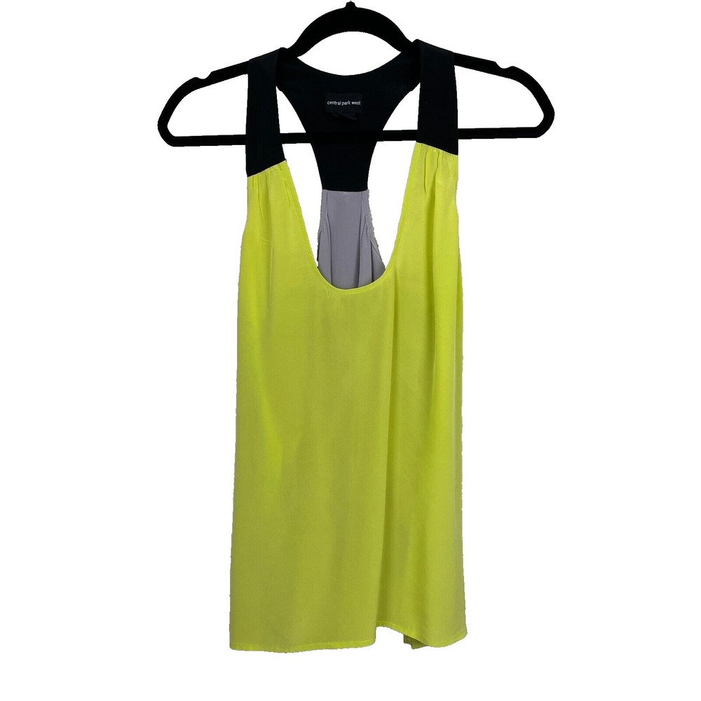 Central Park West Top Womens Small Silk Tank Colorblock Blouse Sleeveless Casual
